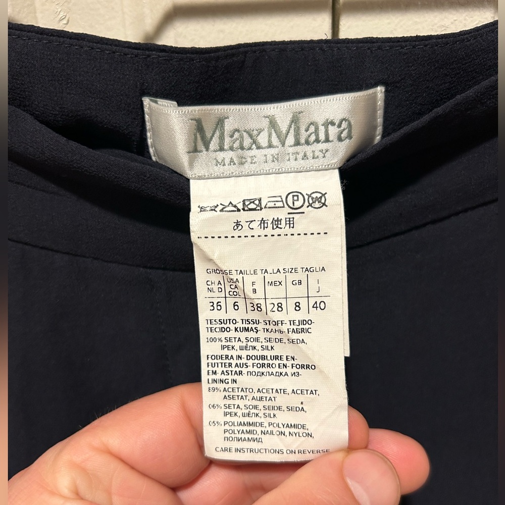 Max Mara Silk 100% Wide Leg Navy Trousers Lined Flowy Casual Chic Academia ,6 - Picture 3 of 5